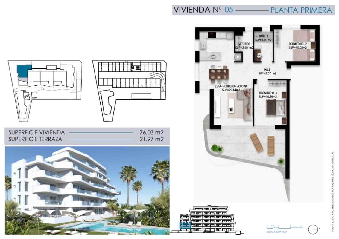 Apartamento de 2 habitaciones en Pilar de la Horadada en venta con piscina - 620.000 € (Ref: 9740445)
