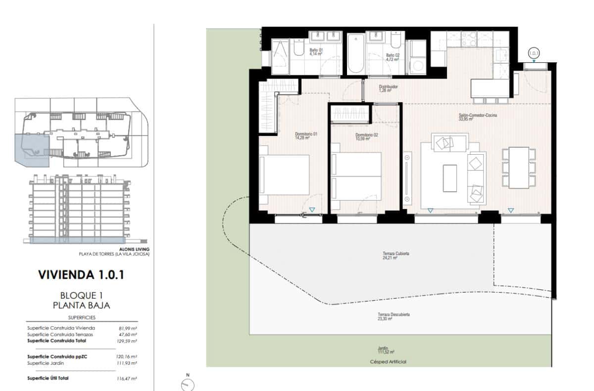 2 Zimmer Apartment zu verkaufen in La Villajoyosa / Vila Joiosa mit Pool - 424.000 € (Ref: 9831804)
