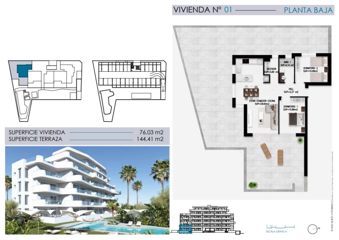 Apartamento de 2 habitaciones en Pilar de la Horadada en venta con piscina - 365.000 € (Ref: 9880138)