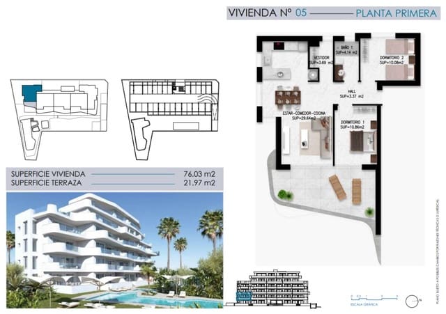 2 sypialnia Apartament na sprzedaż w Torre de la Horadada, Pilar de la Horadada z basenem - 410 000 € (Ref: 9880139)