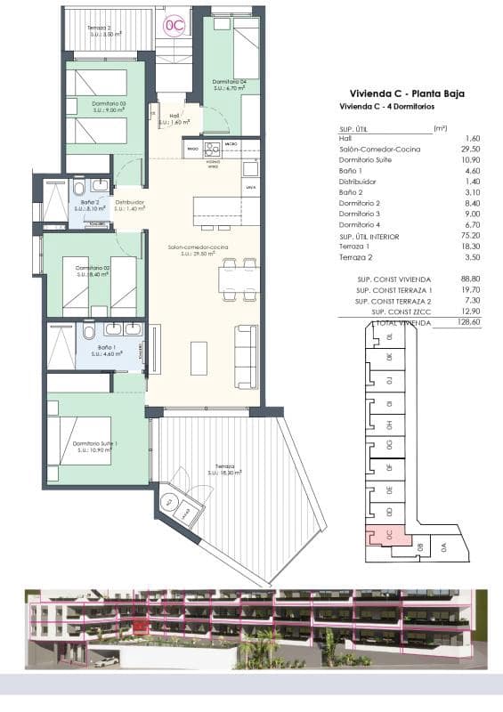 3 makuuhuone Huoneisto myytävänä paikassa Benijofar mukana uima-altaan - 328 000 € (Ref: 9880144)