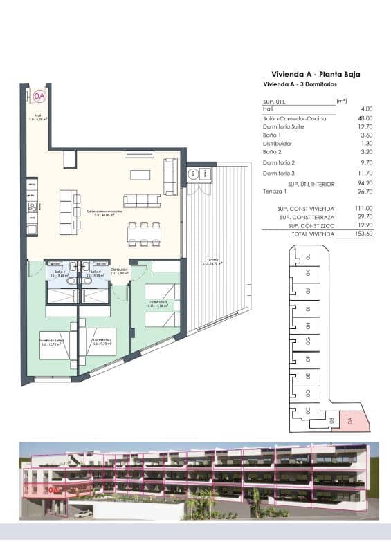 3 makuuhuone Huoneisto myytävänä paikassa Benijofar mukana uima-altaan - 328 000 € (Ref: 9880144)