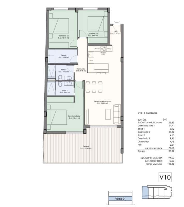 2 makuuhuone Huoneisto myytävänä paikassa Benijofar mukana uima-altaan - 304 000 € (Ref: 9880159)
