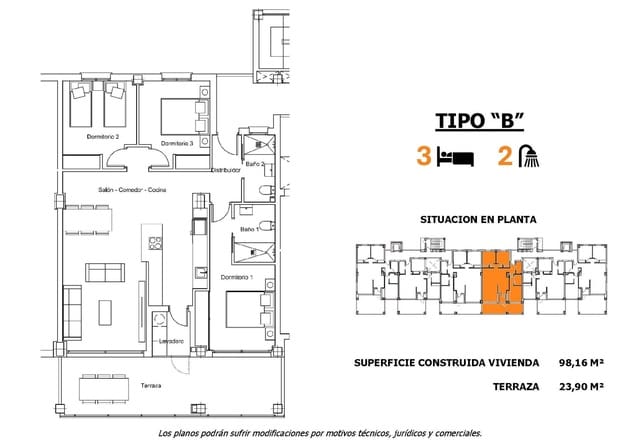 3 slaapkamer Appartement te koop in San Miguel de Salinas met zwembad - € 322.000 (Ref: 9960273)