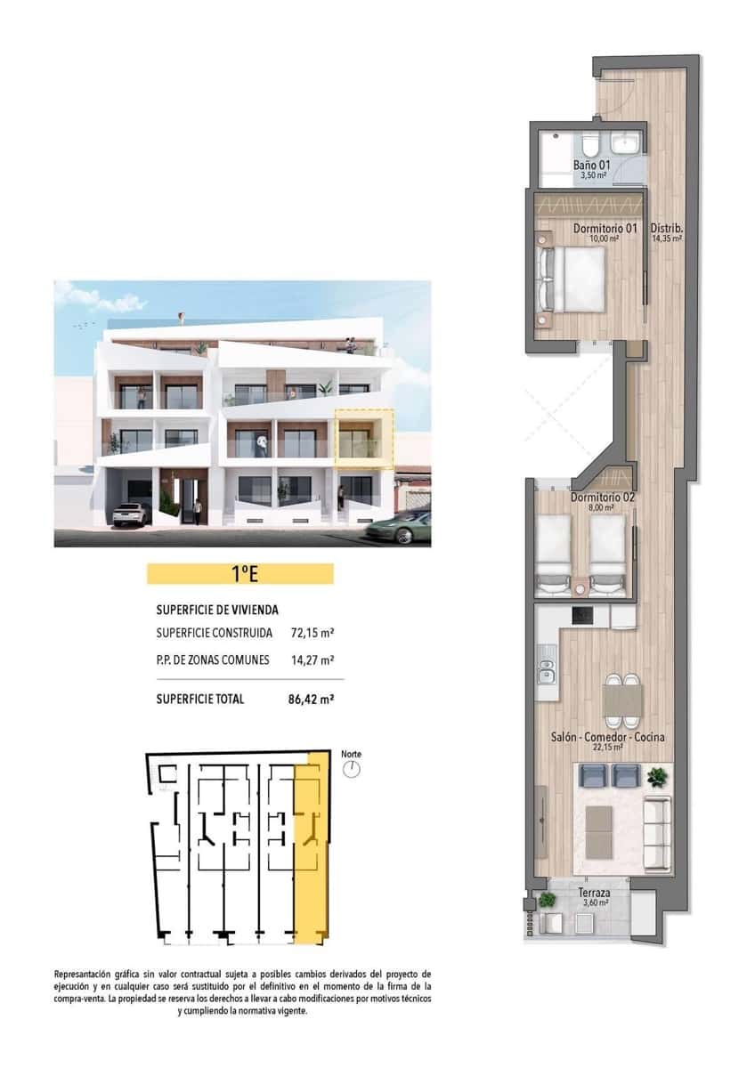 2 soveværelse Lejlighed til salg i Torrevieja med swimmingpool - € 260.000 (Ref: 9960653)