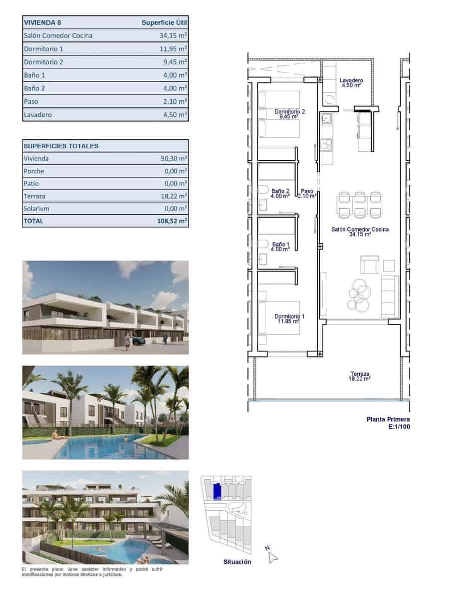 2 Zimmer Apartment zu verkaufen in Pilar de la Horadada mit Pool - 295.000 € (Ref: 9960798)