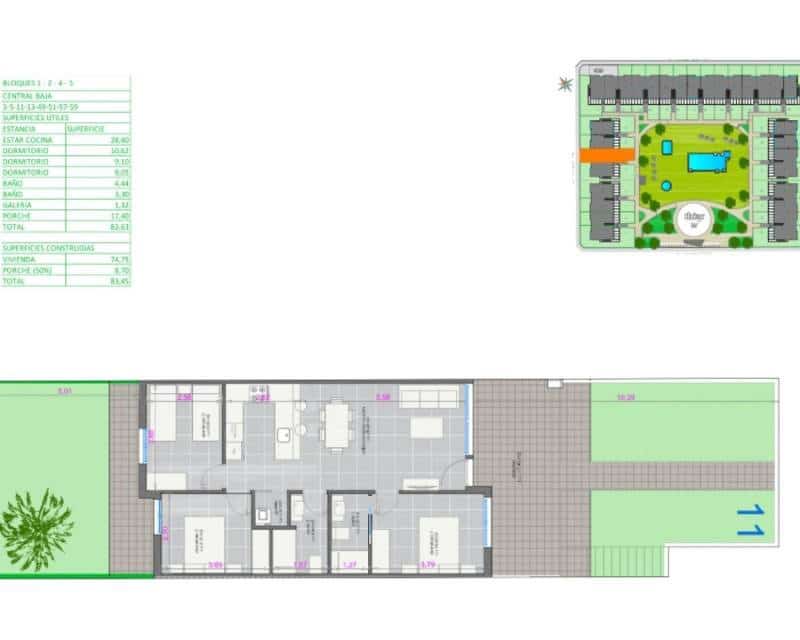 3 sypialnia Apartament na sprzedaż w Pilar de la Horadada z basenem garażem - 369 500 € (Ref: 10007782)