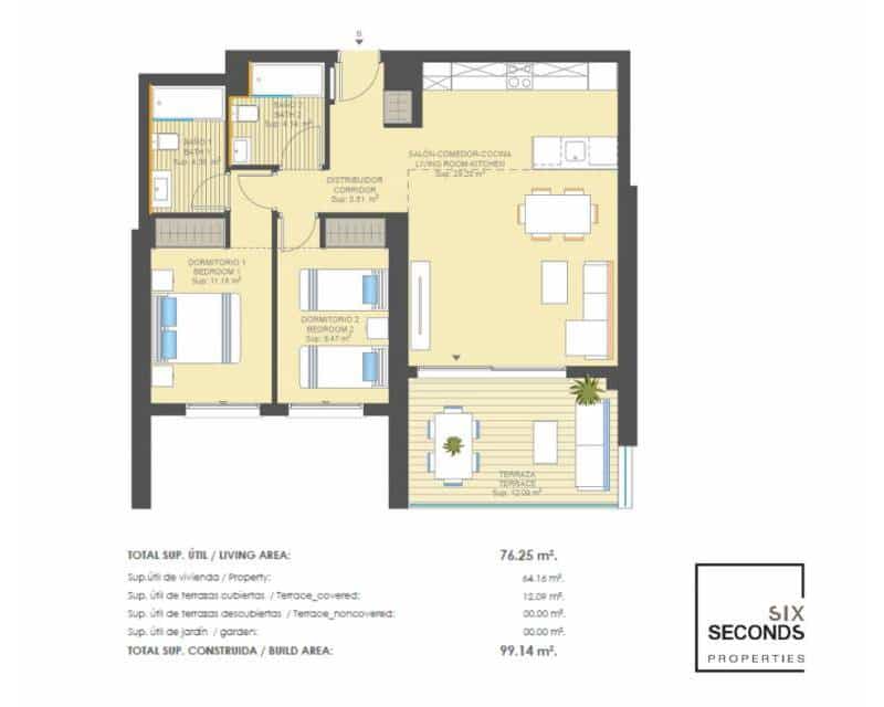 2 bedroom Apartment for sale in Dehesa de Campoamor with pool - € 284,000 (Ref: 6444862)