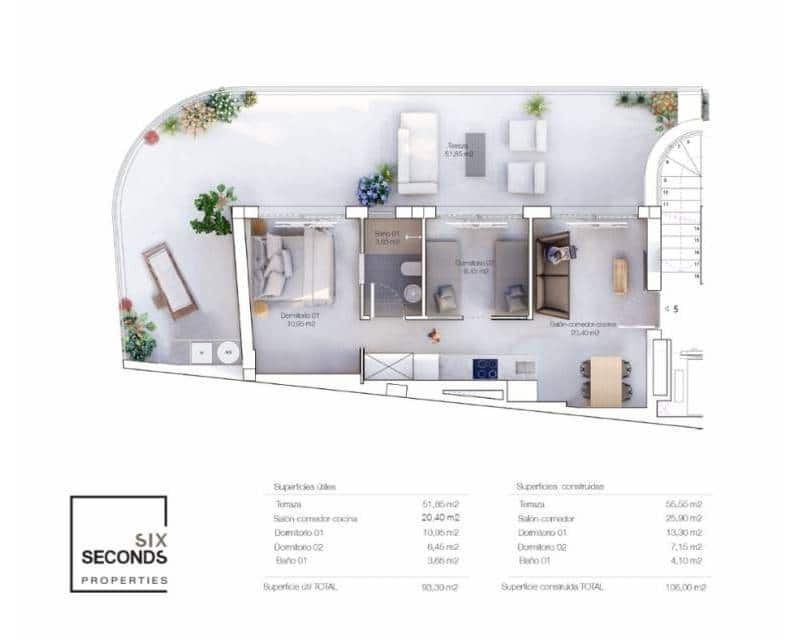 2 bedroom Penthouse for sale in Torrevieja with pool - € 459,000 (Ref: 6483750)