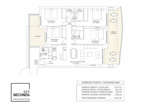 4 makuuhuone Asunto myytävänä paikassa Playa Flamenca, Orihuela mukana uima-altaan 
autotalli - 505 000 € (Ref: 6762951)