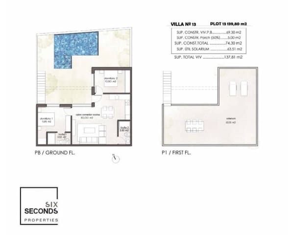 2 chambre Villa/Maison à vendre à Pilar de la Horadada ciudad, Pilar de la Horadada - 315 900 € (Ref: 7106465)