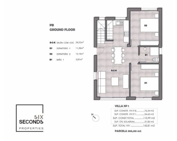 Chalet de 3 habitaciones en Ciudad Quesada, Rojales en venta con garaje - 459.900 € (Ref: 7106466)