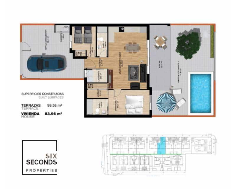 2 quarto Casa em Banda para venda em Torre de la Horadada com piscina - 365 000 € (Ref: 7403128)