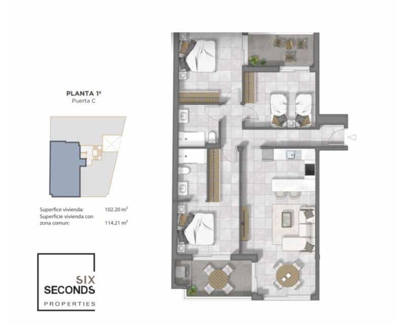 3 makuuhuone Huoneisto myytävänä paikassa Guardamar del Segura mukana uima-altaan 
autotalli - 335 000 € (Ref: 7410702)