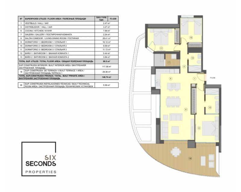 3 makuuhuone Huoneisto myytävänä paikassa Benidorm mukana uima-altaan 
autotalli - 895 000 € (Ref: 7501399)