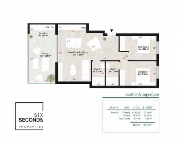 2 slaapkamer Appartement te koop in Condado de Alhama, Alhama de Murcia met zwembad garage - € 191.900 (Ref: 7505154)