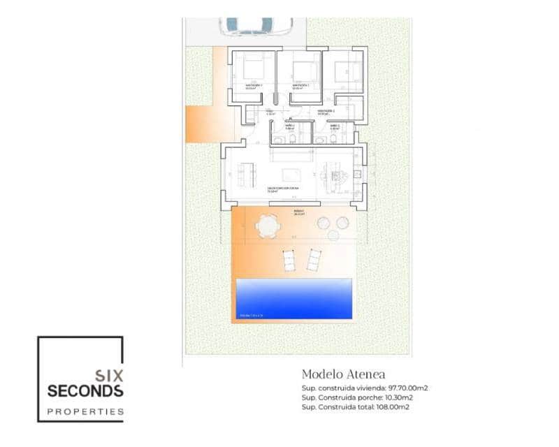 3 sovrum Villa till salu i Monforte del Cid med pool - 415 000 € (Ref: 8005207)