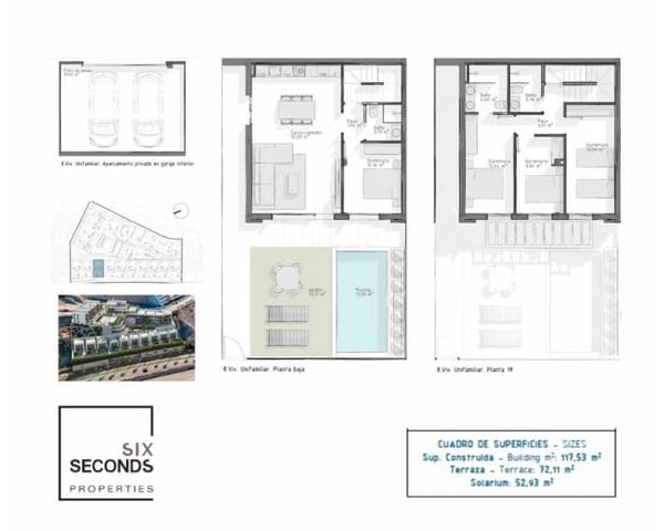 4 soveværelse Semi-Rækkehus til salg i El Hornillo, Aguilas med swimmingpool garage - € 378.000 (Ref: 8237354)