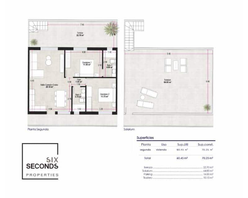 2 slaapkamer Penthouse te koop in Pilar de la Horadada met zwembad - € 290.000 (Ref: 8244210)