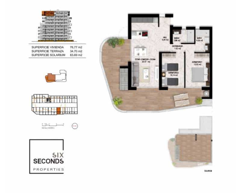 2 chambre Penthouse à vendre à Guardamar del Segura avec piscine garage - 449 000 € (Ref: 8277261)