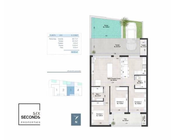 Casa de 3 habitaciones en San Pedro del Pinatar ciudad, San Pedro del Pinatar en venta con piscina - 409.000 € (Ref: 8293232)