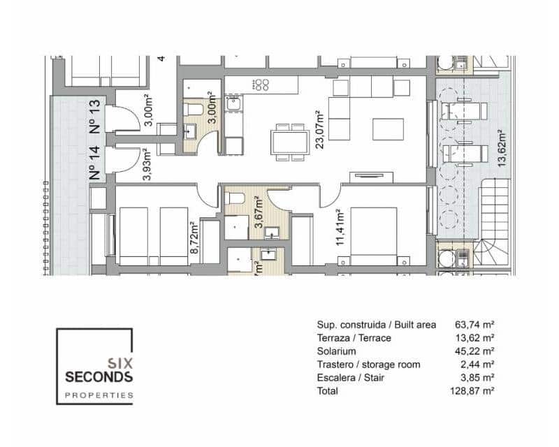 2 slaapkamer Penthouse te koop in Pilar de la Horadada met zwembad - € 299.000 (Ref: 8301228)