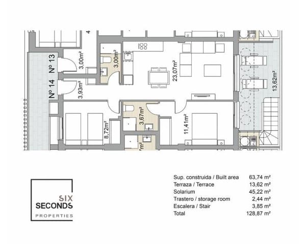 2 soveværelse Penthouse til salg i Pilar de la Horadada ciudad, Pilar de la Horadada med swimmingpool - € 299.000 (Ref: 8301228)