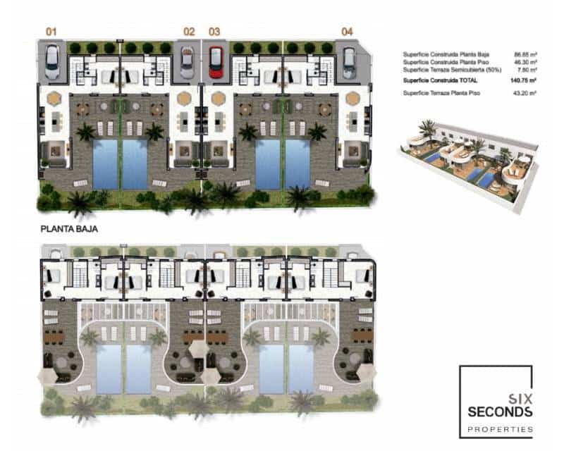 3 soveværelse Rækkehus til salg i Rojales med swimmingpool garage - € 399.000 (Ref: 8393289)