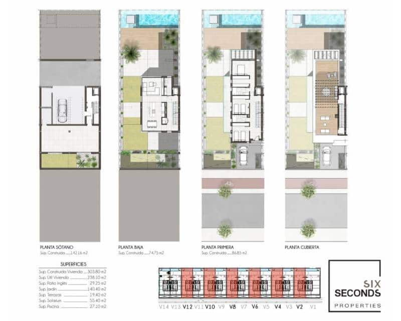 3 soveværelse Semi-Rækkehus til salg i Monforte del Cid med swimmingpool - € 895.000 (Ref: 8397284)