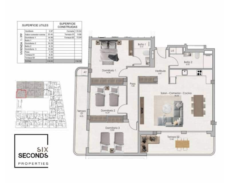 3 slaapkamer Appartement te koop in Santa Pola met zwembad - € 315.000 (Ref: 8431851)