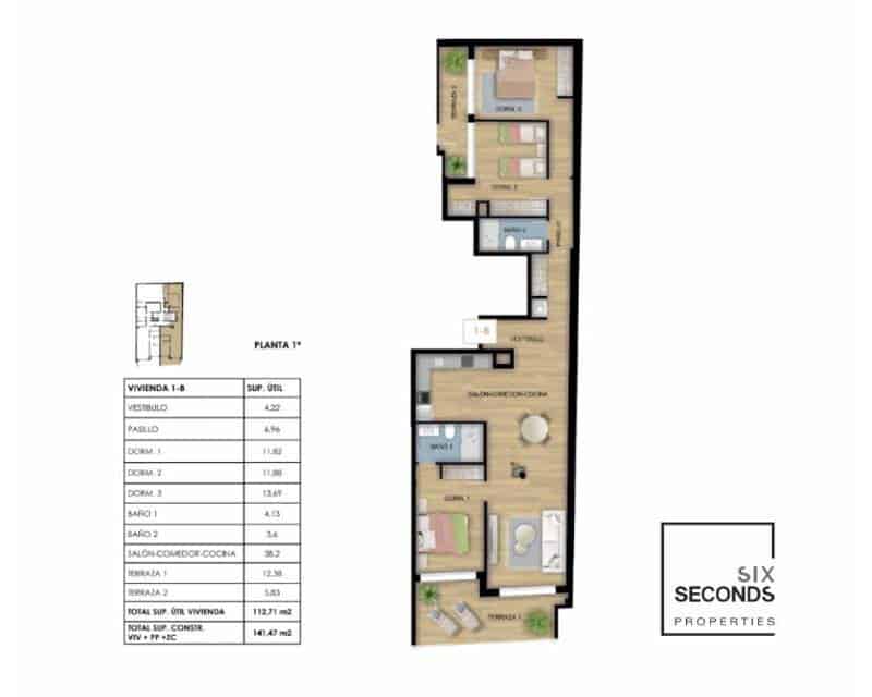 3 Zimmer Apartment zu verkaufen in Torrevieja mit Pool Garage - 365.000 € (Ref: 8530683)