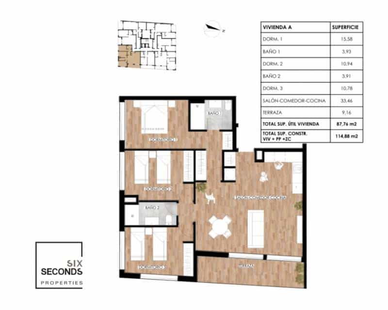 3 slaapkamer Appartement te koop in Torrevieja met zwembad - € 295.000 (Ref: 8580843)