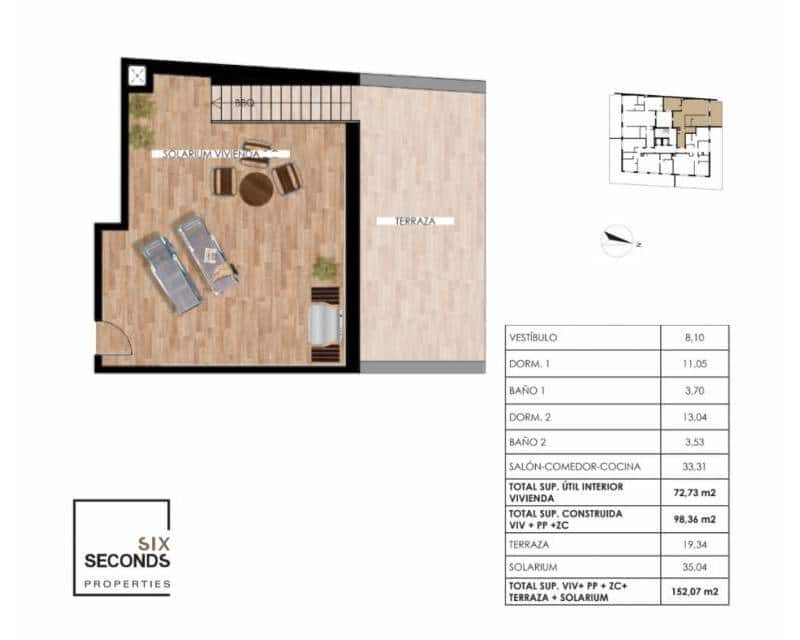 2 sypialnia Penthouse na sprzedaż w Torrevieja z basenem - 349 000 € (Ref: 8582948)