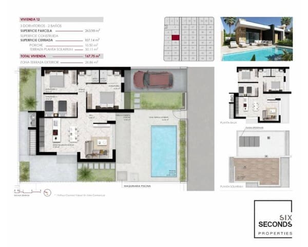 3 slaapkamer Villa te koop in Ciudad Quesada, Rojales met zwembad garage - € 496.000 (Ref: 8700086)