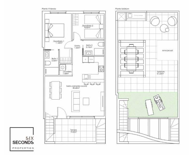 2 slaapkamer Penthouse te koop in Pilar de la Horadada met zwembad garage - € 275.000 (Ref: 8850327)