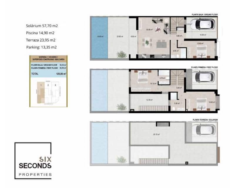 3 soveværelse Rækkehus til salg i San Javier med swimmingpool - € 287.900 (Ref: 8891660)
