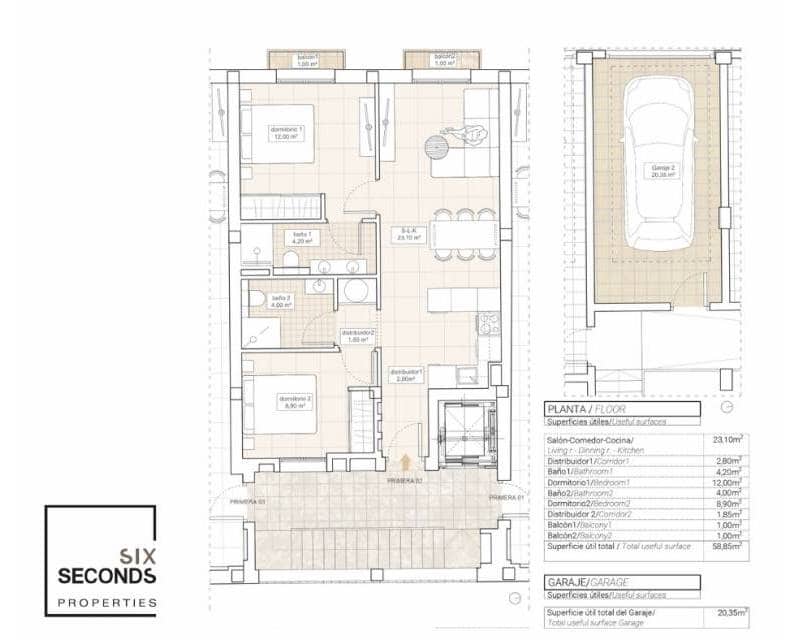 2 Zimmer Apartment zu verkaufen in Hondon de las Nieves mit Garage - 198.000 € (Ref: 8894193)