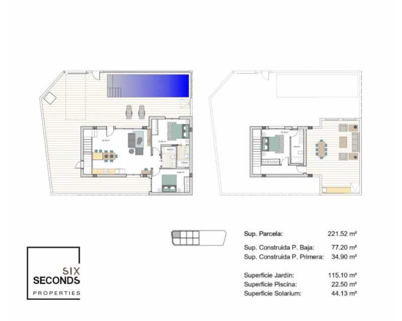 3 soveværelse Semi-Rækkehus til salg i Roldan med swimmingpool - € 404.900 (Ref: 8895953)