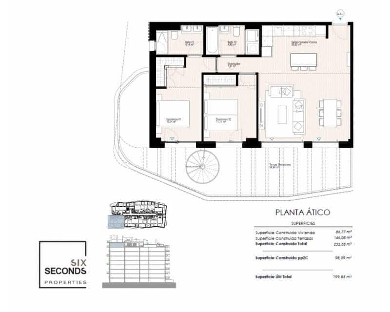 2 bedroom Penthouse for sale in La Villajoyosa / Vila Joiosa with pool - € 655,000 (Ref: 8905860)