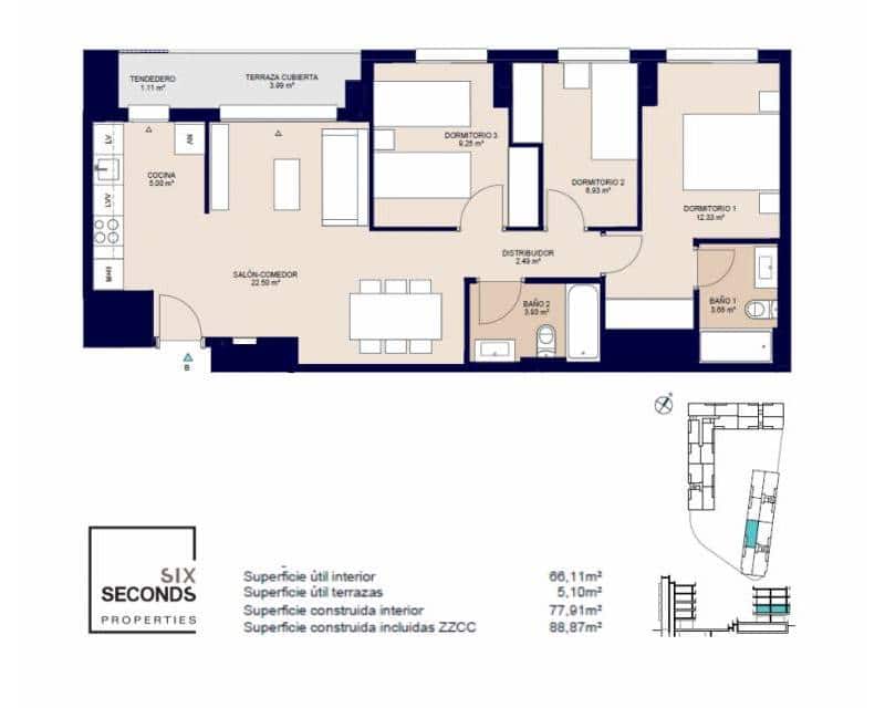 3 bedroom Apartment for sale in Alicante / Alacant city with pool garage - € 291,500 (Ref: 8969312)