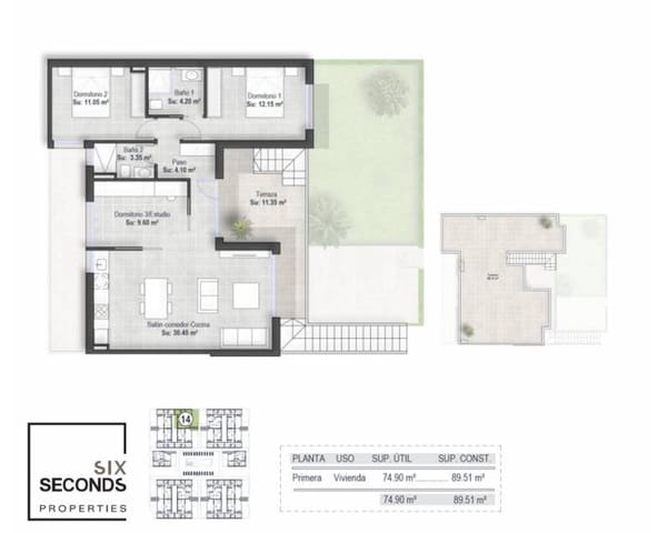 3 bedroom Townhouse for sale in Alhama de Murcia with pool - € 287,000 (Ref: 9041051)