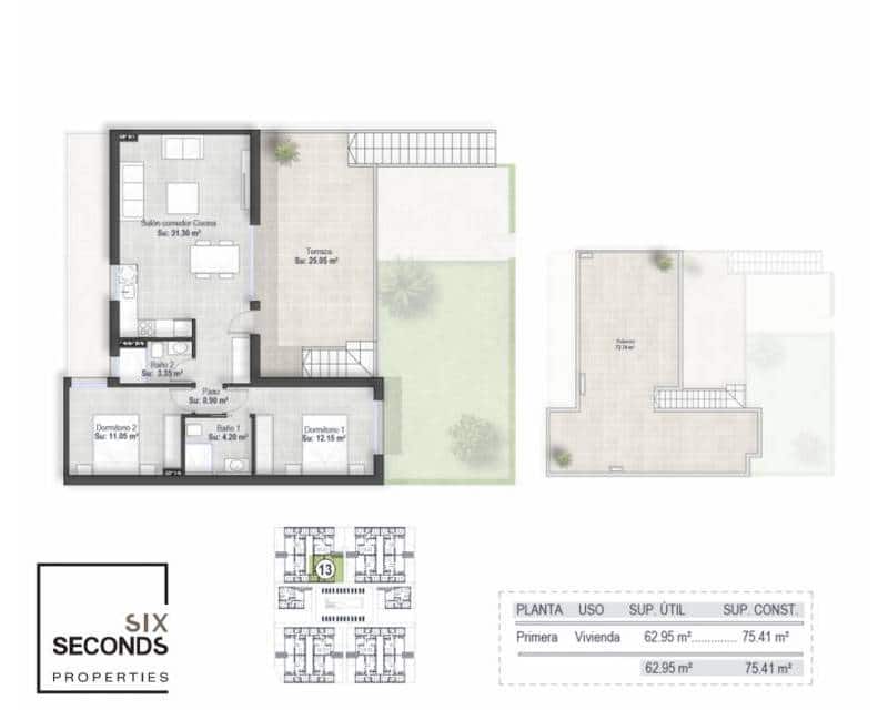 2 soveværelse Byhus til salg i Alhama de Murcia med swimmingpool - € 251.750 (Ref: 9041053)