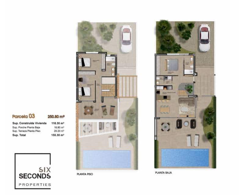 3 soveværelse Semi-Rækkehus til salg i Monforte del Cid med swimmingpool - € 489.000 (Ref: 9049756)