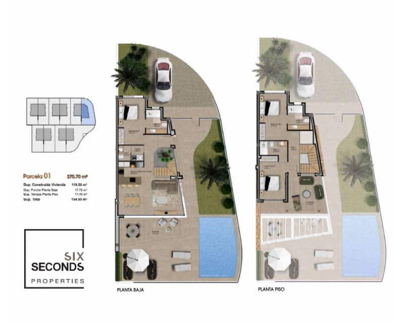3 soverom Kjedet enebolig til salgs i Monforte del Cid med svømmebasseng - € 639 000 (Ref: 9049757)