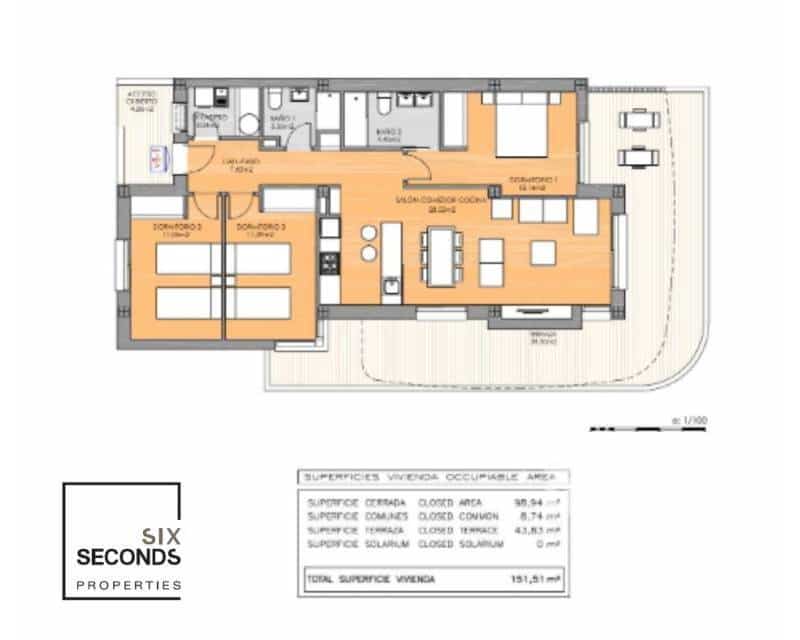 3 slaapkamer Appartement te koop in Playa Flamenca met zwembad garage - € 380.000 (Ref: 9049968)