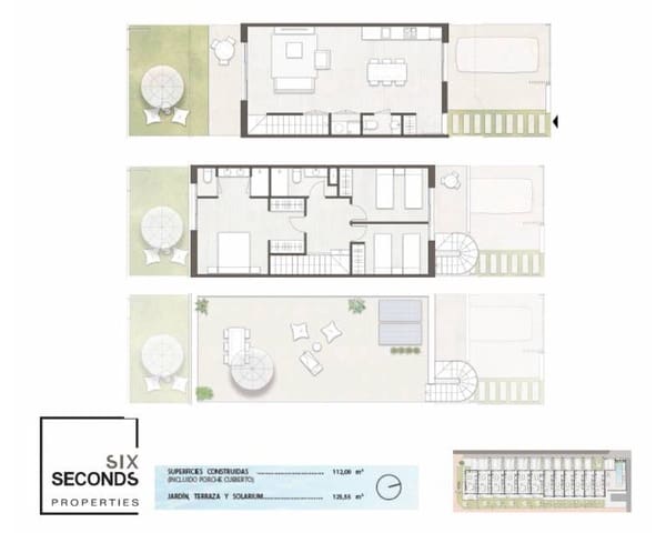 3 soveværelse Rækkehus til salg i Pilar de la Horadada ciudad, Pilar de la Horadada med swimmingpool garage - € 327.900 (Ref: 9058151)