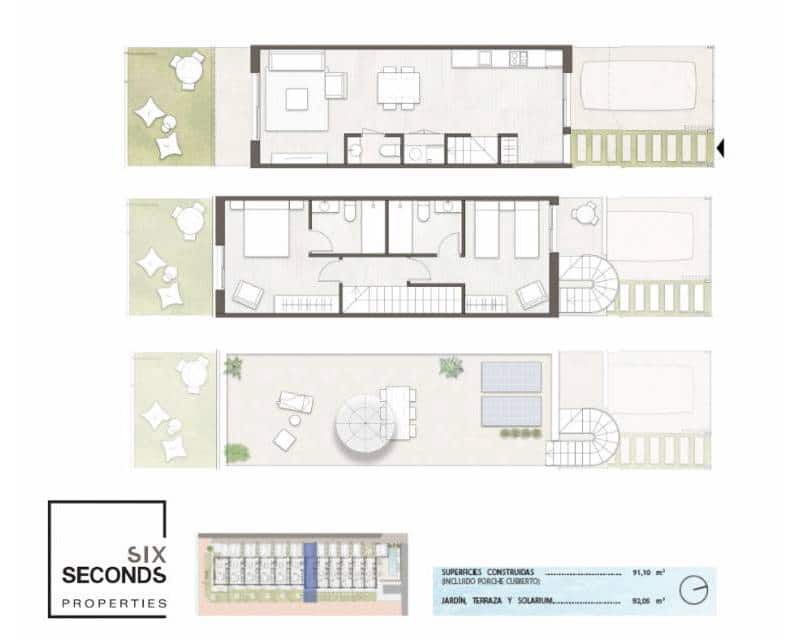 2 soveværelse Rækkehus til salg i Pilar de la Horadada med swimmingpool garage - € 298.900 (Ref: 9058152)