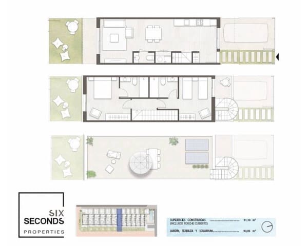 2 soveværelse Rækkehus til salg i Pilar de la Horadada ciudad, Pilar de la Horadada med swimmingpool garage - € 298.900 (Ref: 9058152)