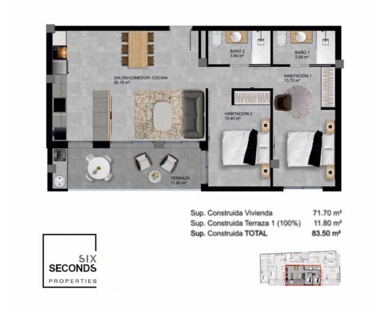 2 chambre Penthouse à vendre à Santa Pola - 331 660 € (Ref: 9100082)