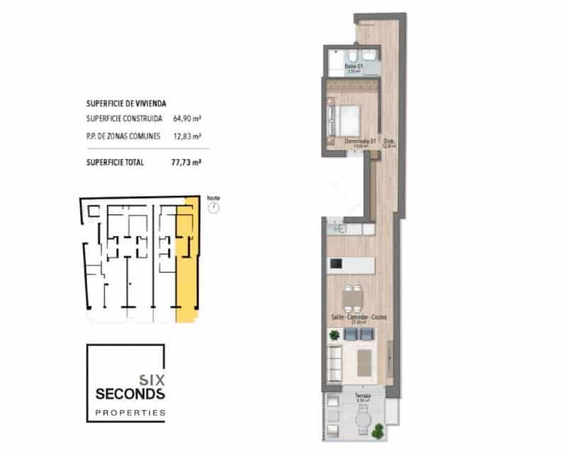 1 soveværelse Penthouse til salg i Torrevieja med swimmingpool - € 269.000 (Ref: 9109443)